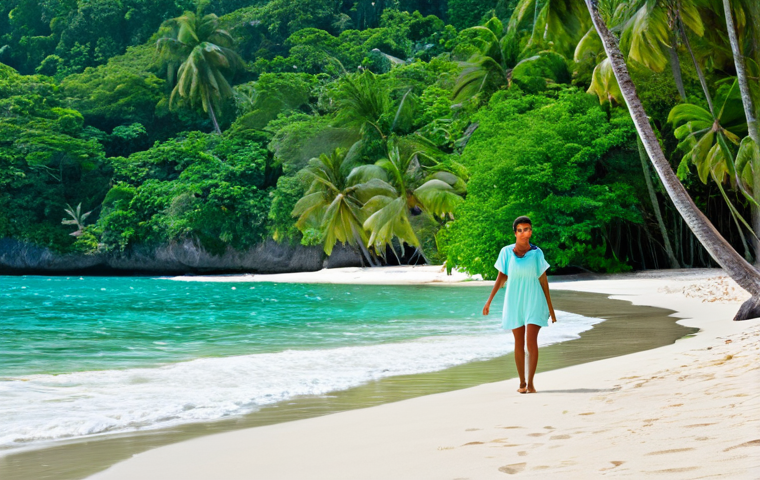 토방고 섬의 비밀 해변 - Hidden Beach Paradise**

"A secluded, pristine beach surrounded by lush jungle, Playa Escondida, Tob...