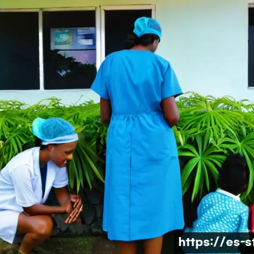 세인트빈센트 그레나딘의 의료 및 건강 정보 - A modest rural health clinic in Saint Vincent and the Grenadines, nestled among lush tropical vegeta...
