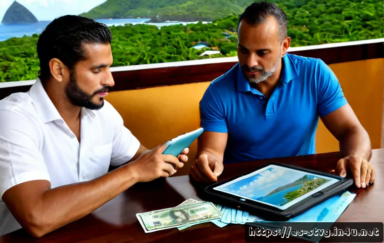 세인트빈센트 그레나딘의 비즈니스 및 투자 기회 - Photorealistic Caribbean business investment meeting in Saint Vincent and the Grenadines, a Spanish-...